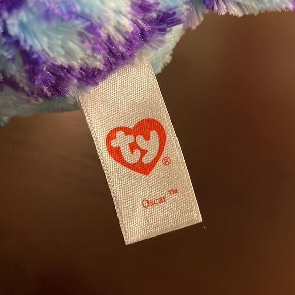 2015 Ty Beanie Boos Oscar the Blue & Purple Owl Excellent Condition NWT 6” tall - Picture 8 of 9